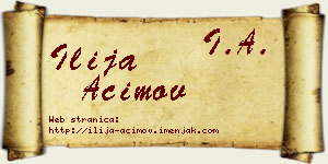 Ilija Aćimov vizit kartica